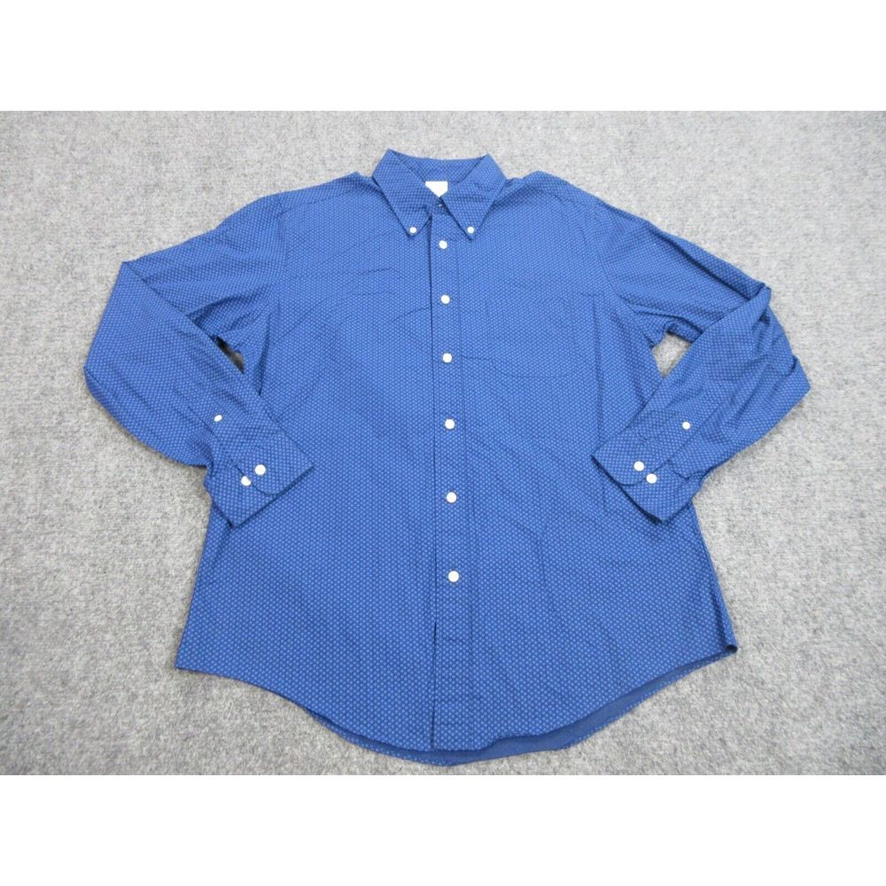Brooks Brothers Shirt Mens Large Blue Geometric Button Up Preppy Regent